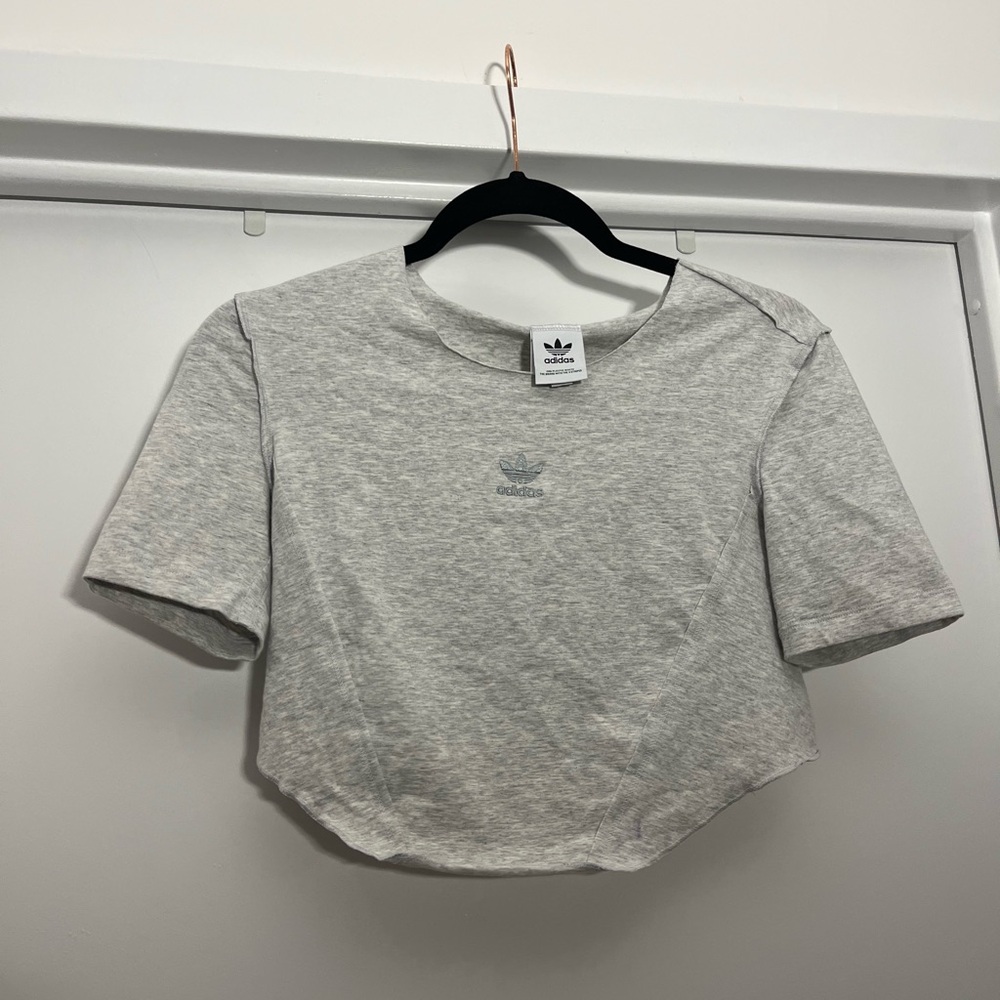 Adidas Light Gray Cropped Tee